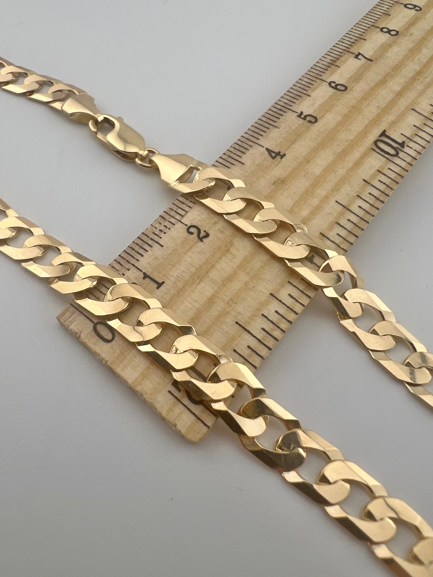 9ct Solid Gold Men’s Chain 18, 20, 22, 24, 28 INCH - 7mm Flat Curb Chain - Full UK Hallmark