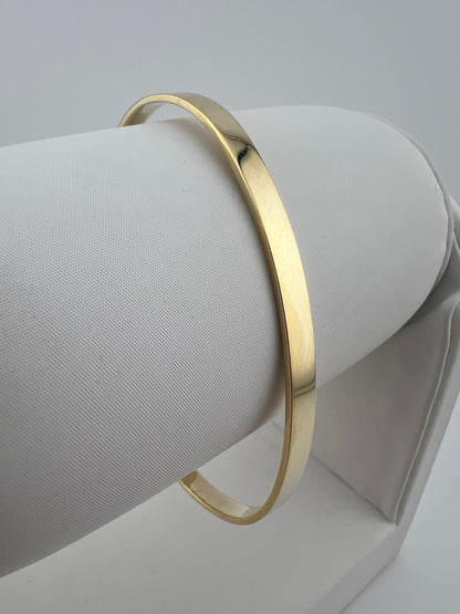 Men’s Solid 9ct Yellow Gold Bracelet - 4.5mm Wide - Gold Hook Bangle UK Hallmark
