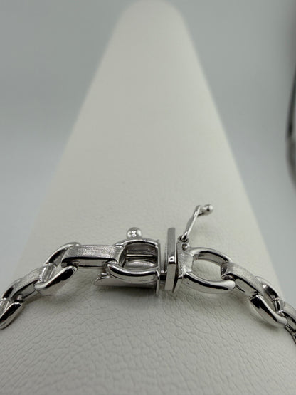 9ct White Gold  Ladies Bracelet - 6mm Wide - 7.5 Inch - Full Hallmark & Box