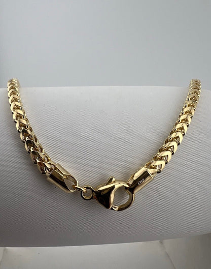 Solid 9ct Yellow  Gold 22 Inch Franco Chain - 3mm Franco - Full UK Hallmark