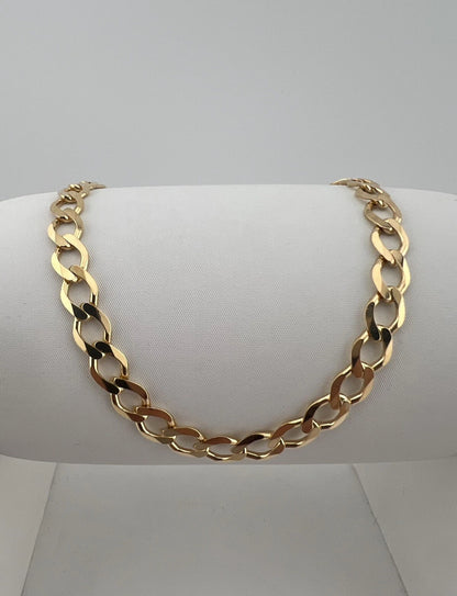 9ct Solid Gold Bracelet 8.5 INCH - 6mm Flat Curb - UK HALLMARK & BOX