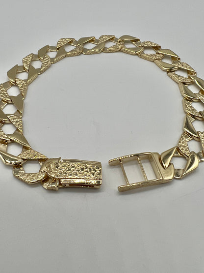 Solid 9ct Yellow Gold Flat Curb Bracelet - 11mm Wide - 8.5 Inches - UK Hallmark