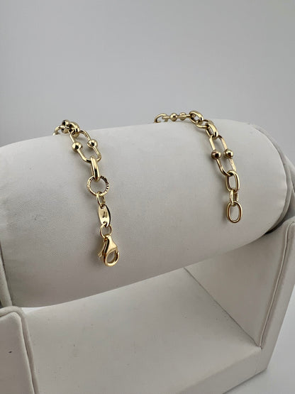 9ct Yellow Gold  Ladies Bracelet - 7.5mm Wide - 7.5 Inch - Full Hallmark & Box