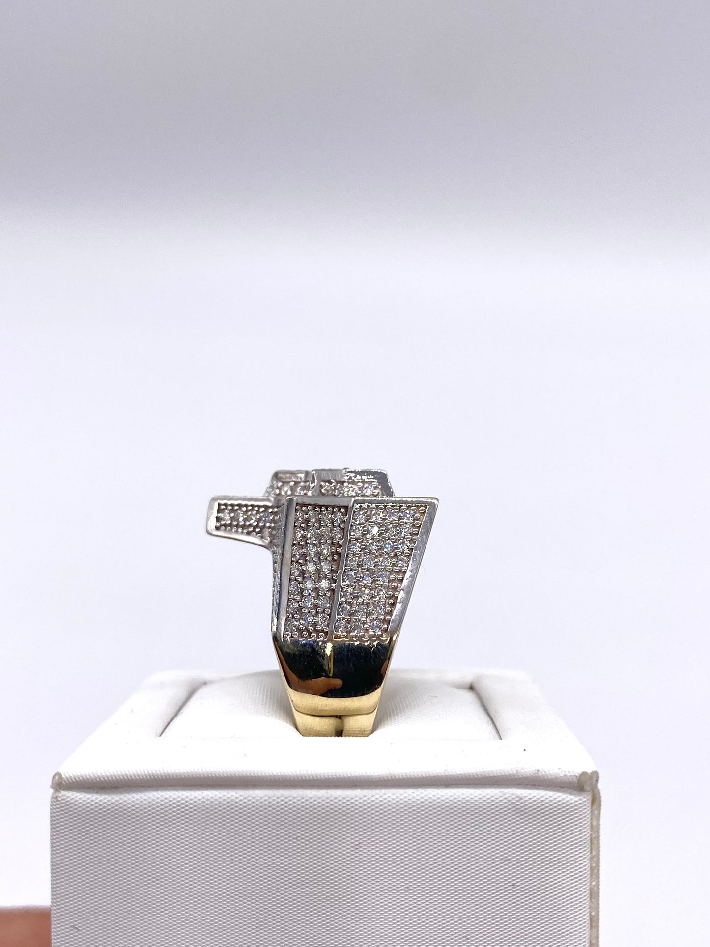 Genuine 9ct Gold  Men's Cz Star Ring UK Size T - Fully Hallmarked & Boxed