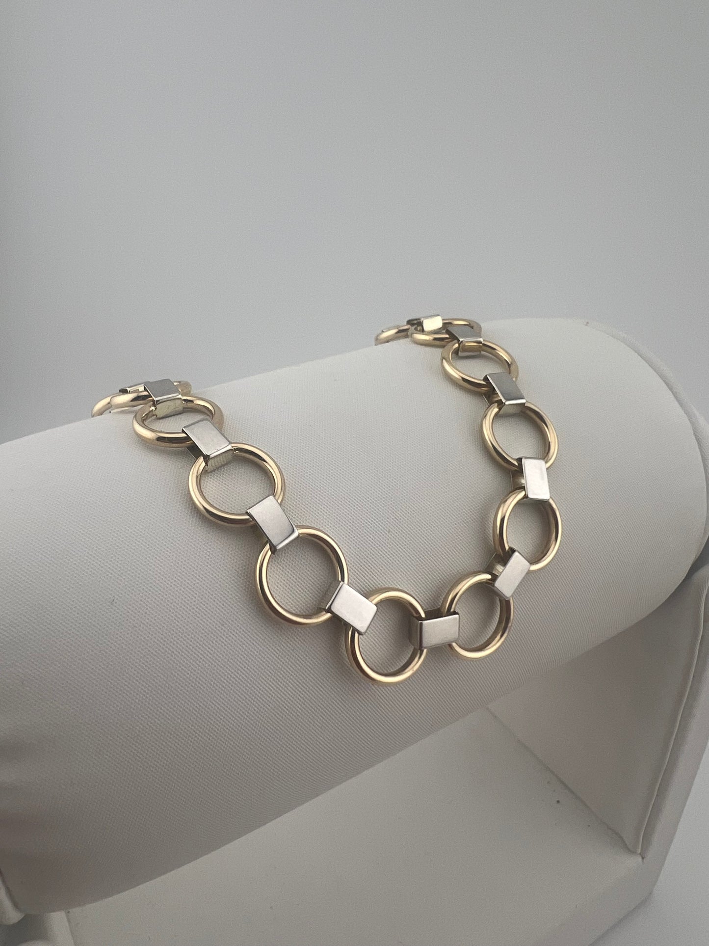 9ct Yellow & White Gold 10mm Wide Bracelet - 7.5 Inch Ladies Gold Bracelet UK