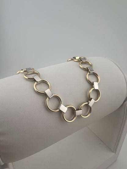 9ct Yellow & White Gold 10mm Wide Bracelet - 7.5 Inch Ladies Gold Bracelet UK