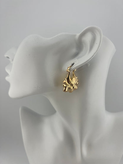 LARGE 9CT YELLOW GOLD  STRAWBERRY EARRINGS HALLMARKED VICTORIAN  CHUNKY  CREOLES