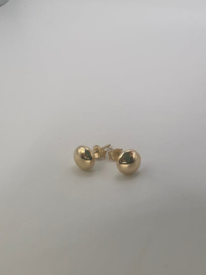New 9ct Yellow Gold 6mm Button Stud Earrings - 6mm Gold Stud Earrings