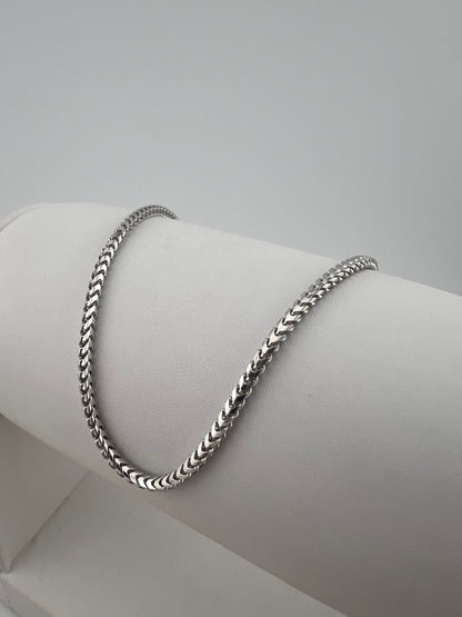 Solid 9ct White Gold 2mm Franco Chain - 24 Inch White Gold Franco Chain