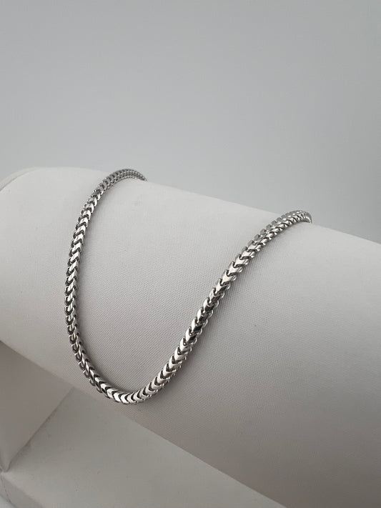 Solid 9ct White Gold 2mm Franco Chain - 24 Inch White Gold Franco Chain