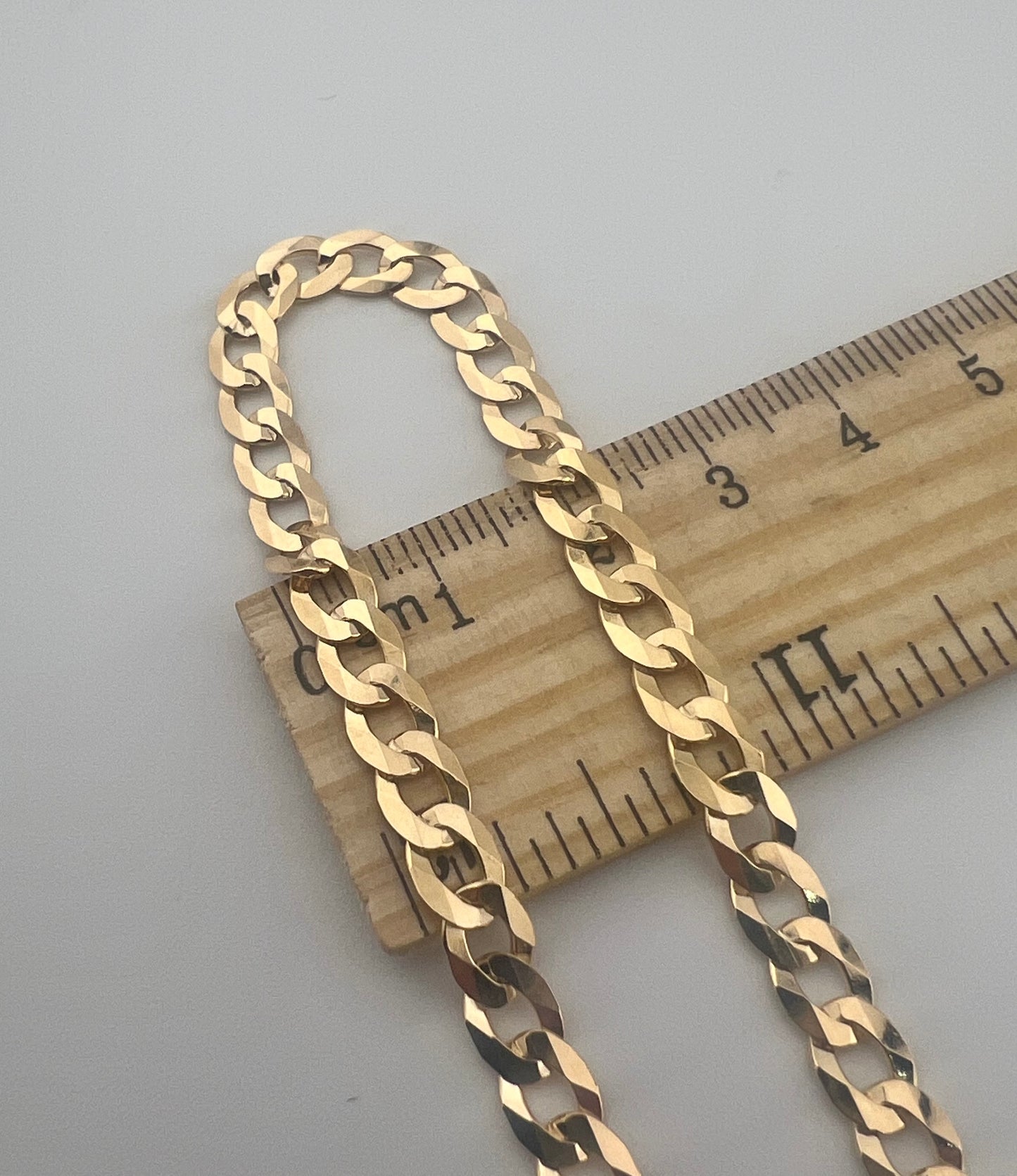9ct Solid Gold Men’s Chain 22 INCH - 6mm Flat Curb Chain - Full UK Hallmark