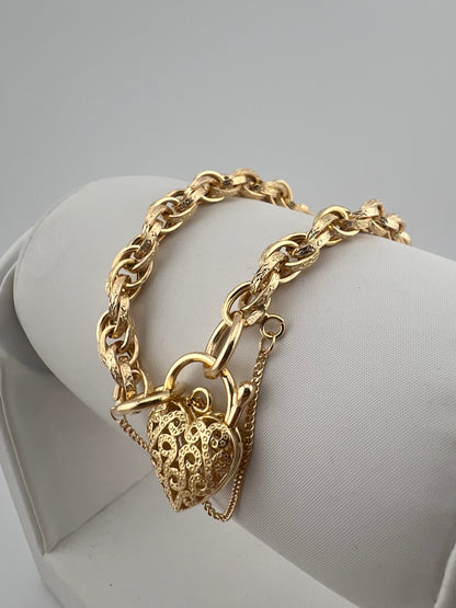 9ct Yellow Gold Price Of Wales Padlock Bracelet - 7.5 INCH - Fully Hallmarked