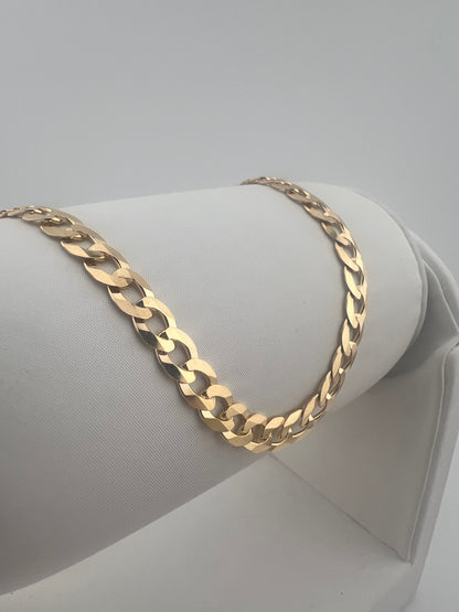 9ct Solid Gold Men’s Chain 22 INCH - 6mm Flat Curb Chain - Full UK Hallmark