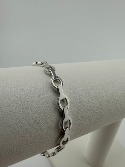 9ct White Gold  Ladies Bracelet - 6mm Wide - 7.5 Inch - Full Hallmark & Box