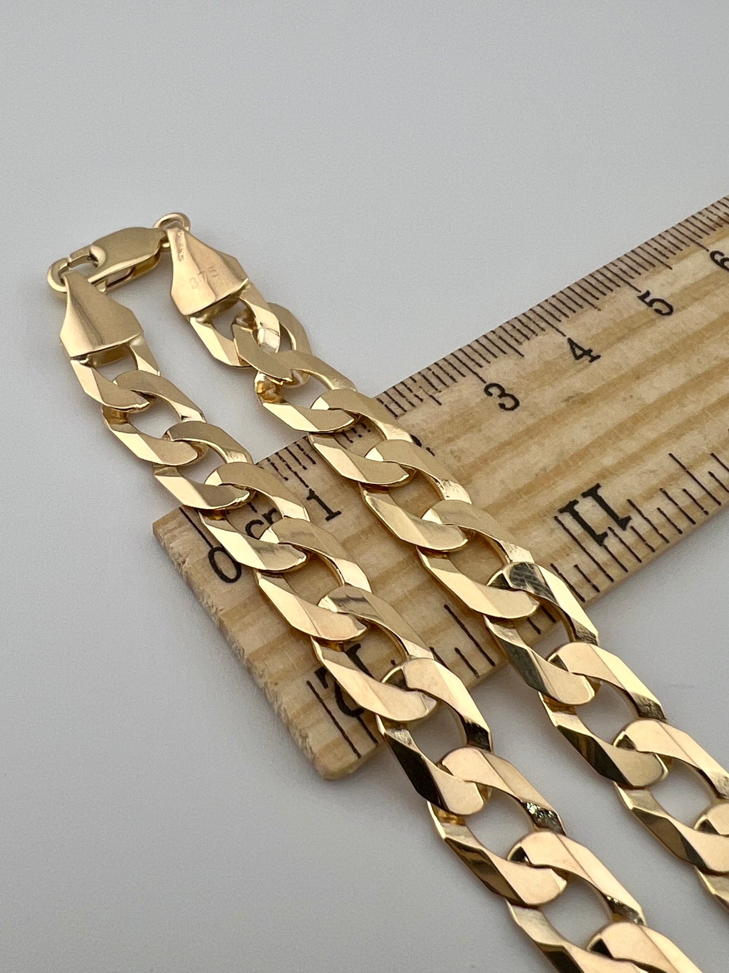 9ct Solid Gold Men’s Bracelet 8.5 Inch- 8mm Flat Curb - FULL UK HALLMARK & BOX