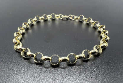 9ct Gold Chunky 5mm Wide Plain & Round Links 7” Belcher Bracelet - UK Hallmark