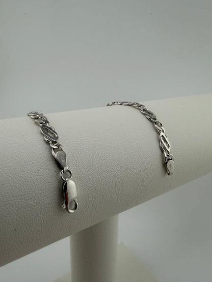 Ladies Solid 9ct White Gold 5mm Wide Celtic Bracelet - 7.5 Inch Ladies Bracelet