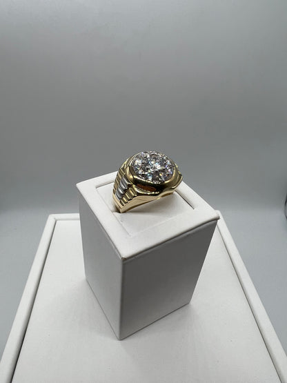 Large 9ct Yellow & White Men’s Cz Rolex Sides Ring