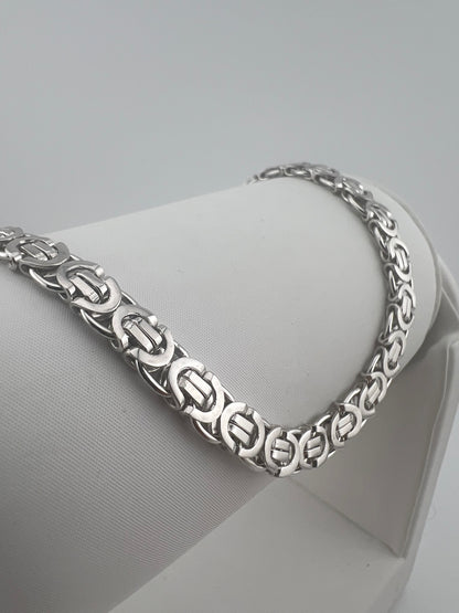 Solid 9ct White Gold Byzantine Chain - 6mm Wide - 24 Inch - Fully Hallmarked