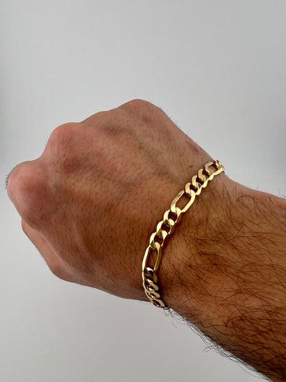 9ct Solid Gold Men’s Bracelet 8.5 INCH 7mm Fiagro - FULL UK HALLMARK & BOXED
