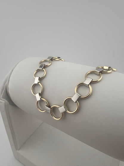 9ct Yellow & White Gold 10mm Wide Bracelet - 7.5 Inch Ladies Gold Bracelet UK