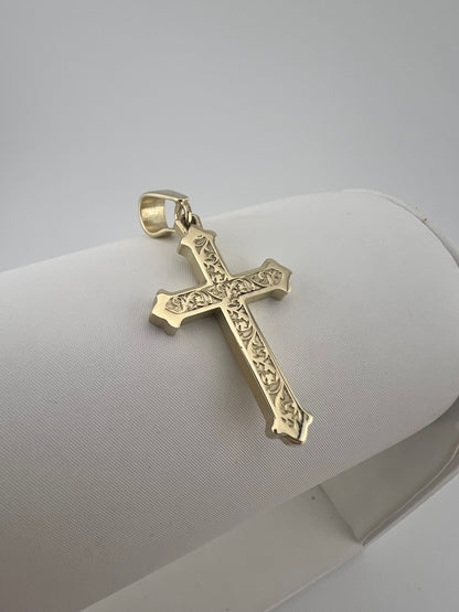 Solid 9ct Yellow Gold Cross Pendant UK Stock - Solid Gold Cross - UK Hallmark
