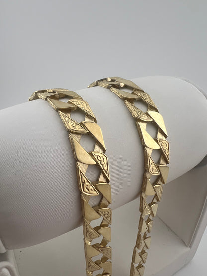 Solid 9ct Yellow Gold 11mm Chaps 24 INCH Chain - New Solid UK Gold