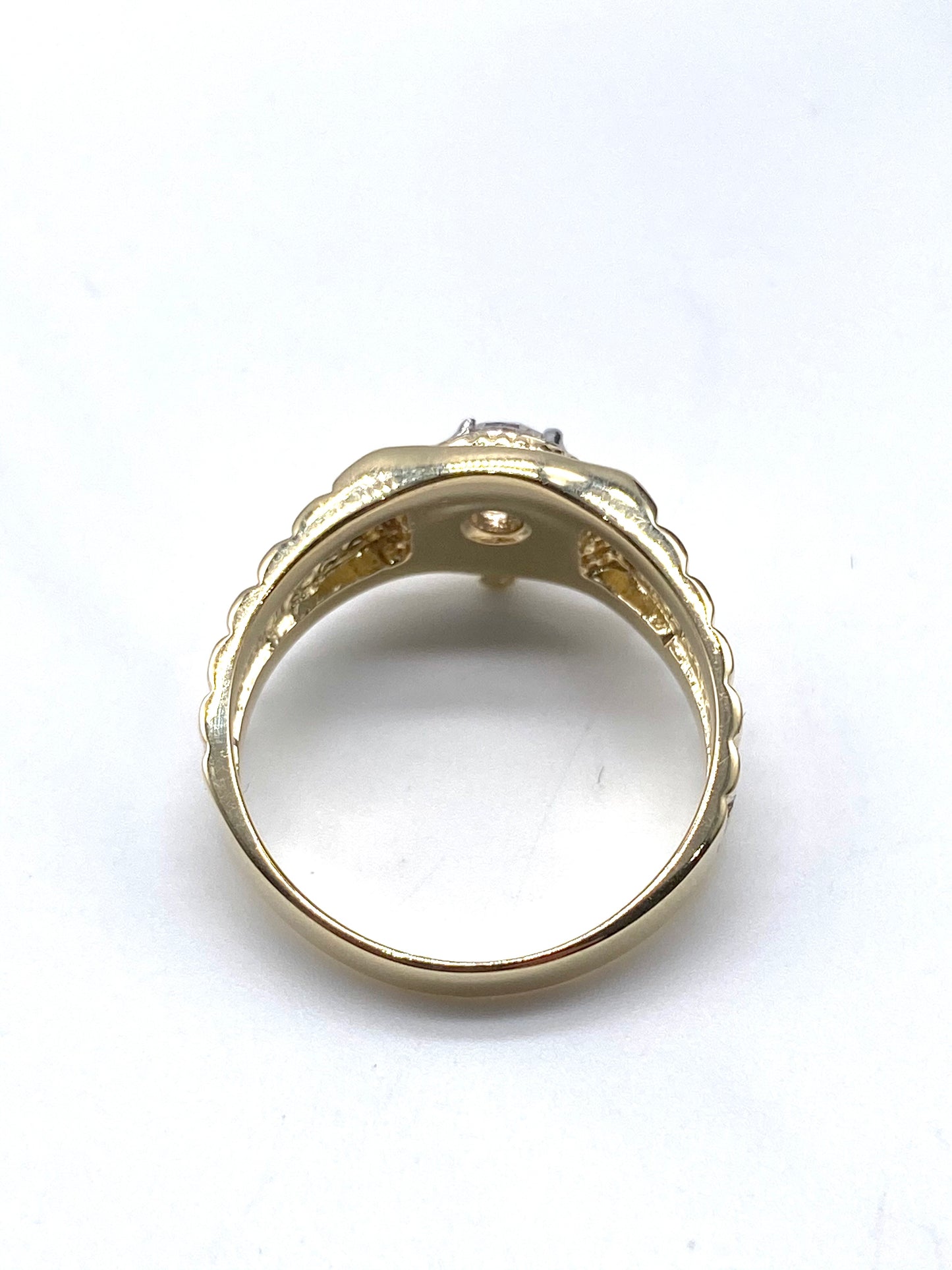 9ct Yellow Gold Mens Ring - Rolex Style, Cz Stone & Fully Hallmarked Sizes Q-V
