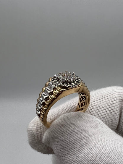 9ct Men’s Yellow & White Gold 0.50ct Diamond Ring - UK Size X - Fully Hallmarked