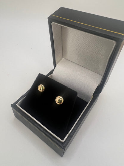 New 9ct Yellow Gold 6mm Button Stud Earrings - 6mm Gold Stud Earrings