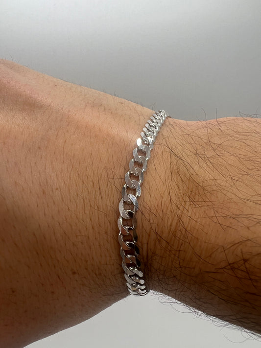 Men’s Solid 9ct White Gold Curb Bracelet - 5mm Wide - 8.5 Inch Men’s Bracelet