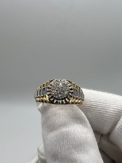 9ct Men’s Yellow & White Gold 0.50ct Diamond Ring - UK Size X - Fully Hallmarked