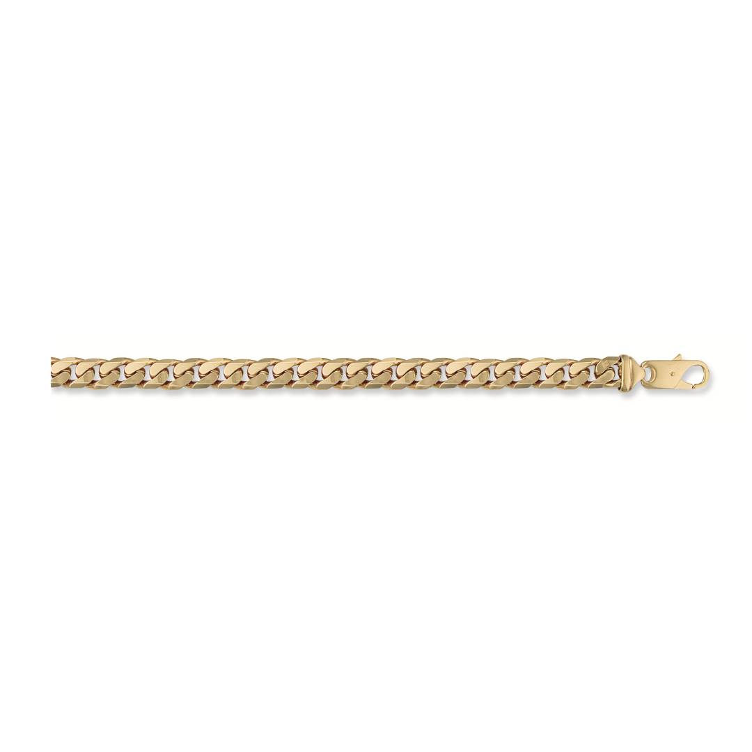 Solid 9ct Yellow Gold 9mm Tight Link Curb Mens Bracelet