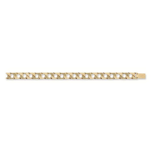 Solid 9ct Yellow Gold 12mm Chaps Bracelet Plain & Barked Casted Gold Links