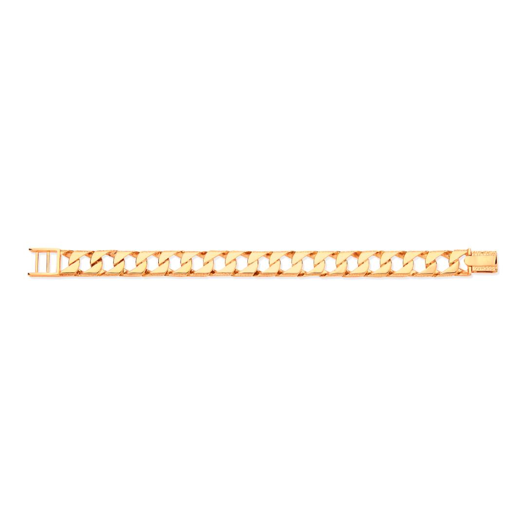 Solid 9ct Yellow Gold 12mm Chaps Bracelet Casted Gold Links - 8.5 Inches