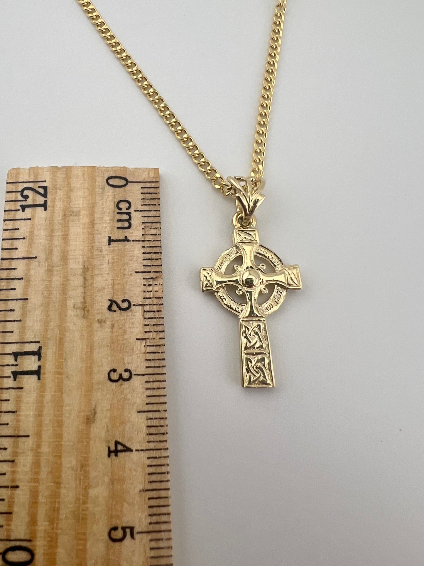 Solid 9ct Yellow Gold Ornate Large Solid Classic Celtic Cross Pendant