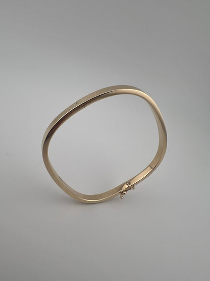 Women’s 9ct Yellow Gold Plain Bracelet - Ladies Gold 4mm Bangle - TV Shaped