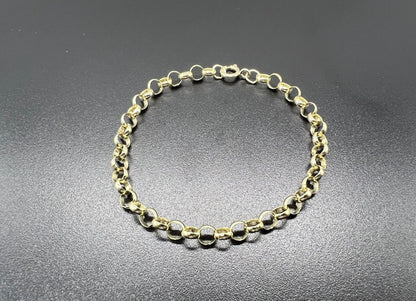 9ct Gold Chunky 5mm Wide Plain & Round Links 7” Belcher Bracelet - UK Hallmark