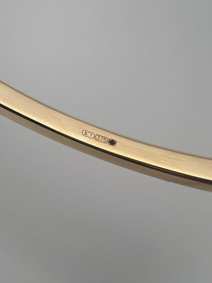 Women’s 9ct Yellow Gold Plain Bracelet - Ladies Gold 4mm Bangle - TV Shaped