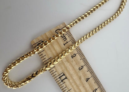 Solid 9ct Yellow  Gold 22 Inch Franco Chain - 3mm Franco - Full UK Hallmark