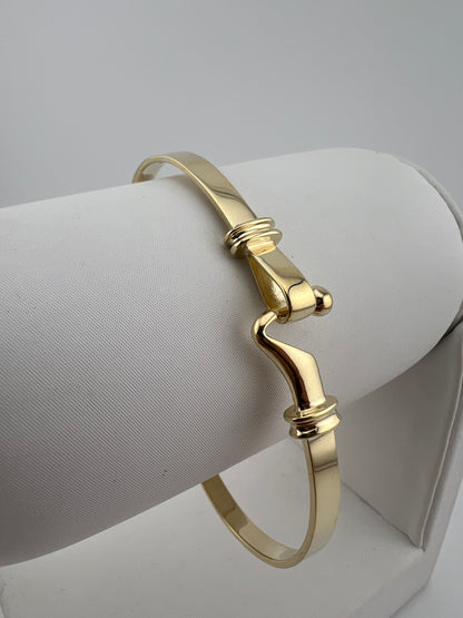 Men’s Solid 9ct Yellow Gold Bracelet - 4.5mm Wide - Gold Hook Bangle UK Hallmark