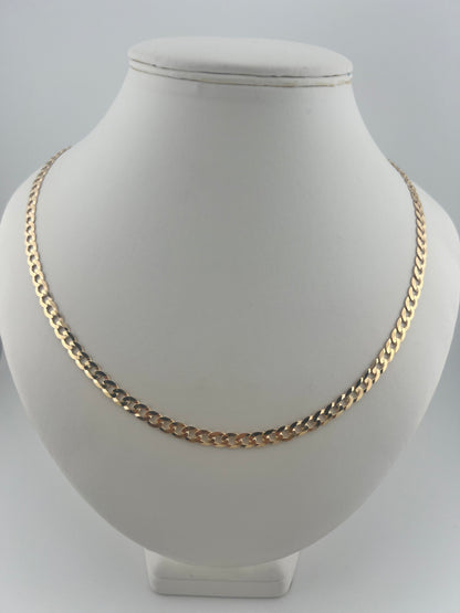 9ct Solid Gold Men’s Chain 22 INCH - 6mm Flat Curb Chain - Full UK Hallmark
