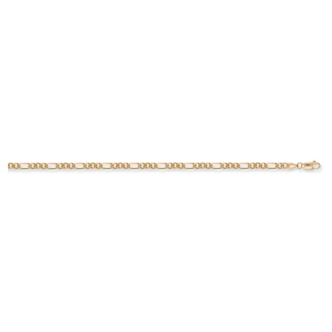 Solid 9ct Yellow Gold 4mm Wide Figaro Chain