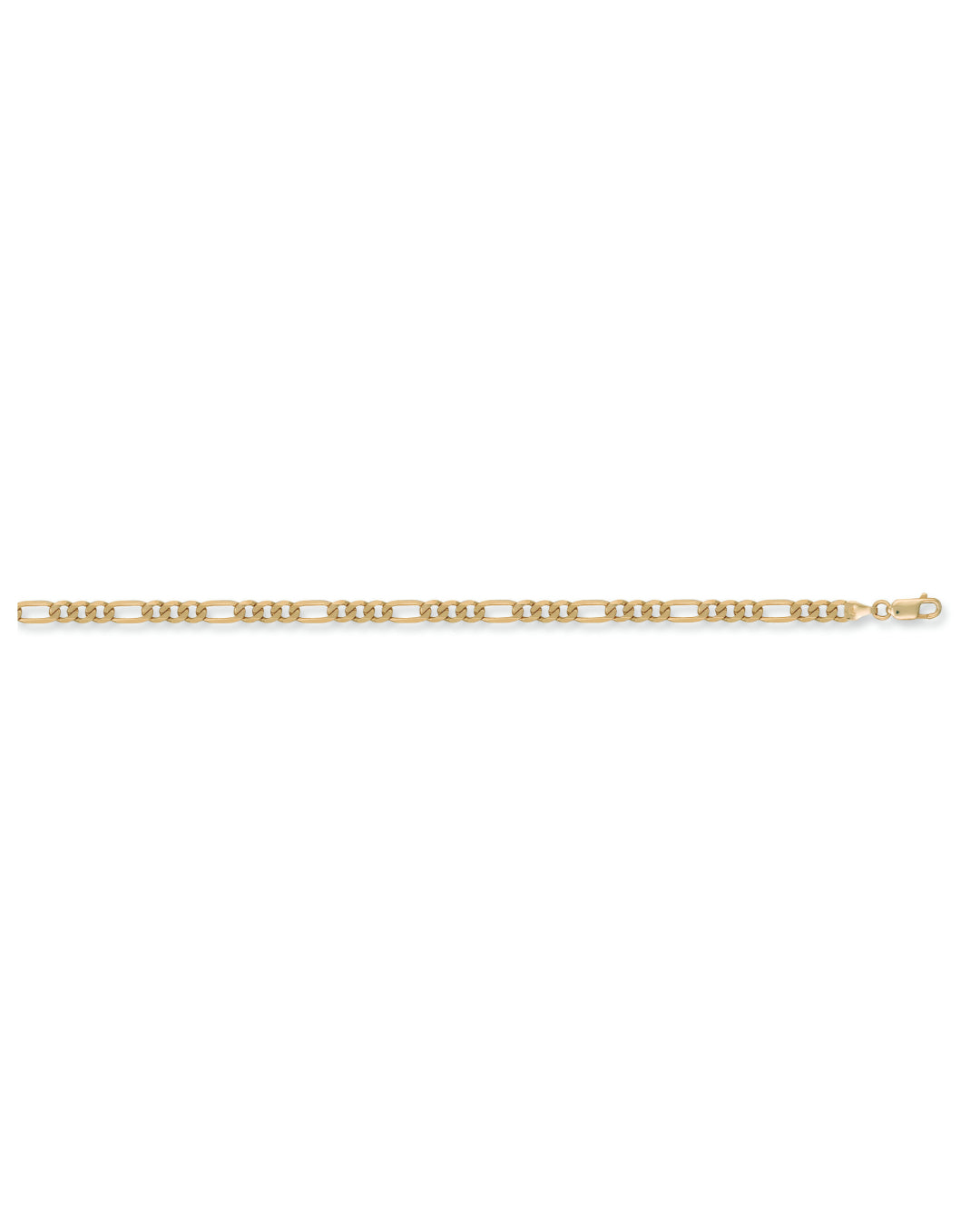 Solid 9ct Yellow Gold 4.7mm Mens Figaro Bracelet