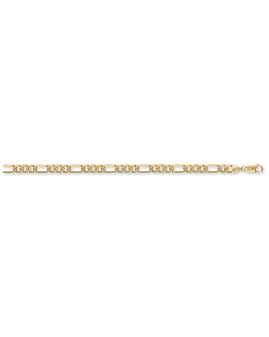 Solid 9ct Yellow Gold 6.5mm Mens Figaro Bracelet