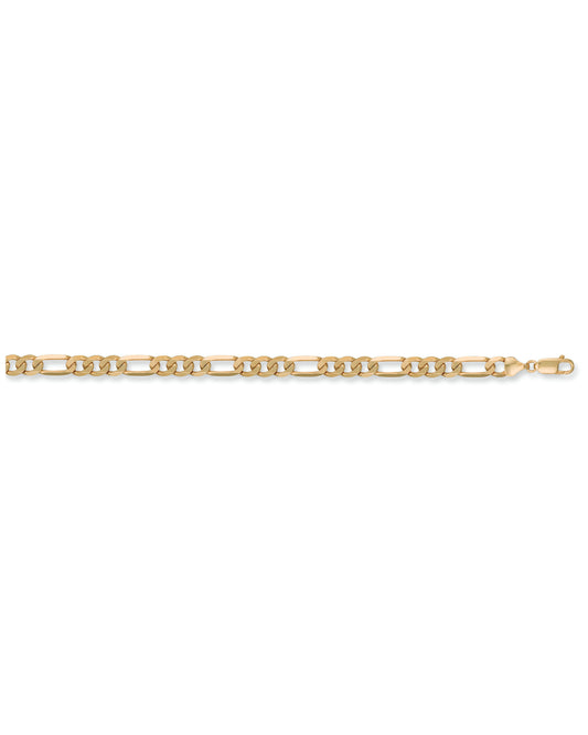 Solid 9ct Yellow Gold 7mm Mens Figaro Bracelet