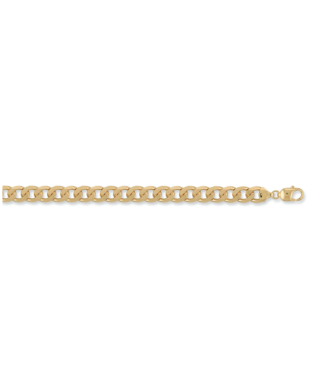 Solid 9ct Yellow Gold Curb Chain - 10mm Wide - 8.5 Inches