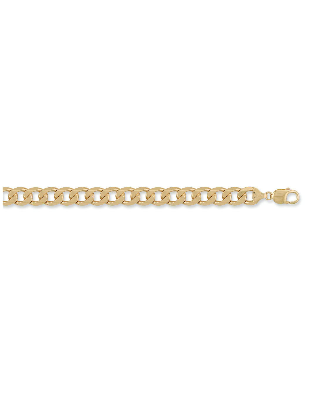 Solid 9ct Yellow Gold Curb Chain - 11mm Wide - 8.5 Inches