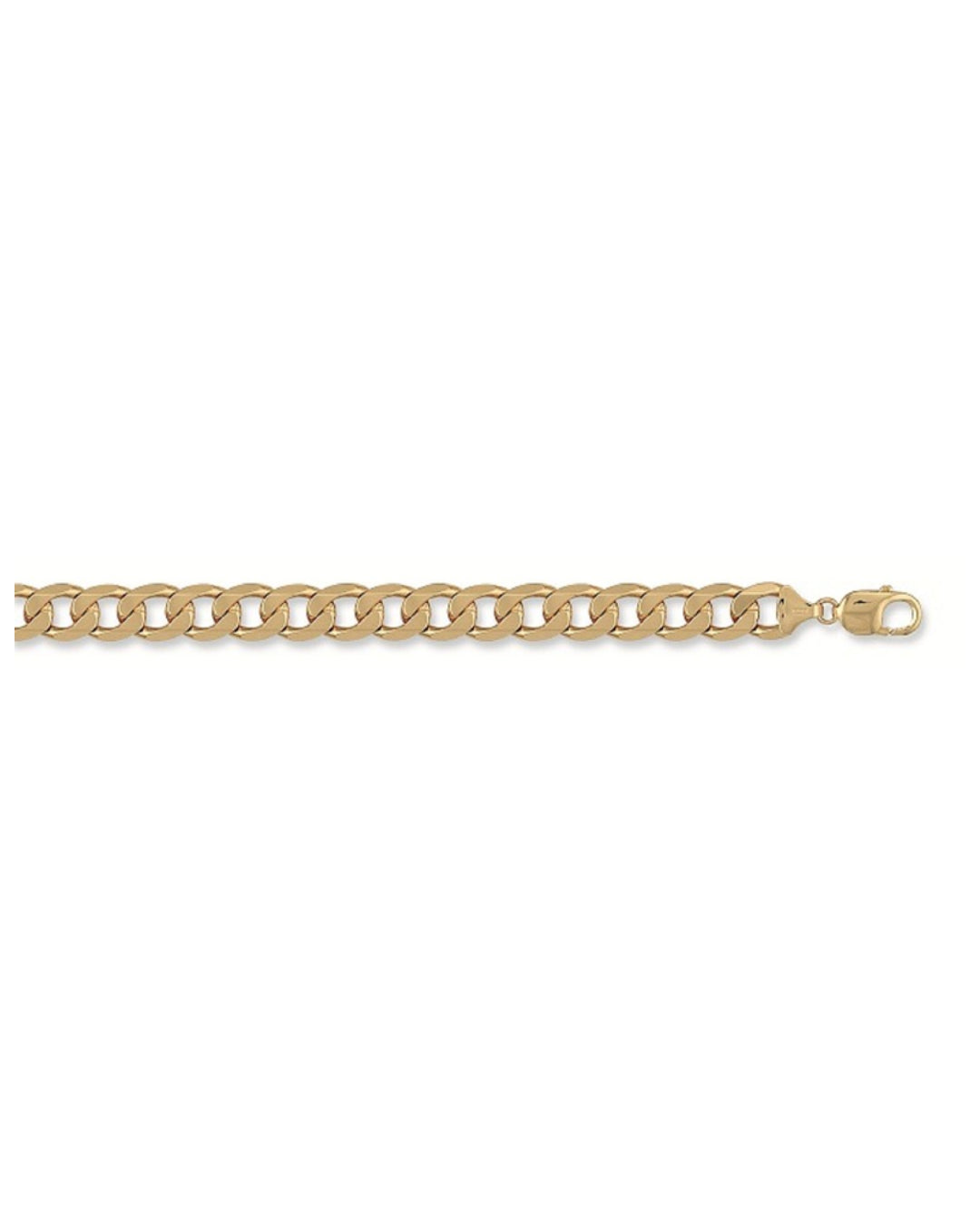 Solid 9ct Yellow Gold Curb Chain - 12mm Wide - 8.5 Inches