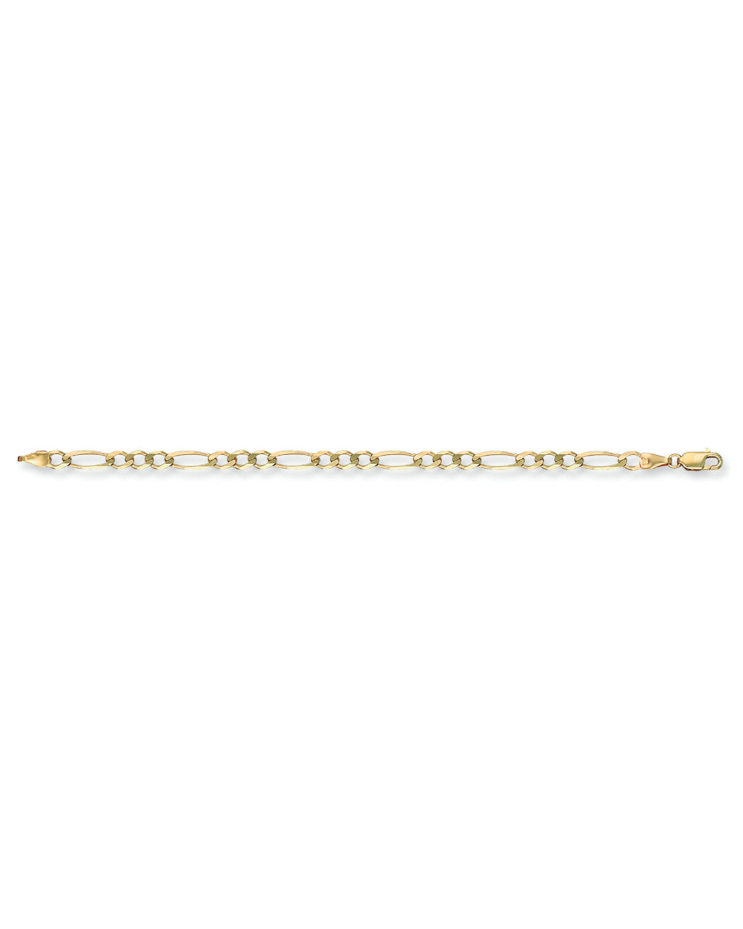 Solid 9ct Yellow Gold 4.5mm Mens Flat Figaro Bracelet